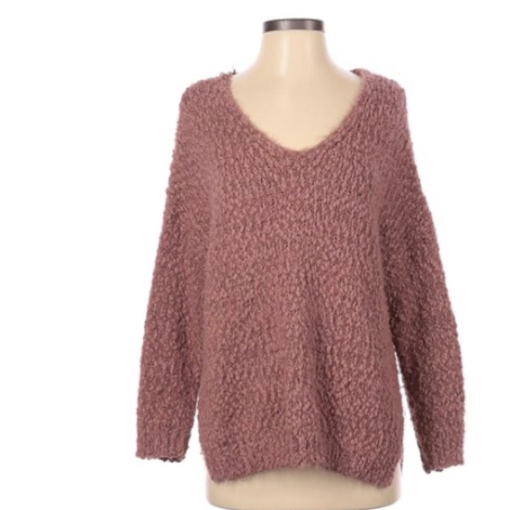 Altar'd State S/M Women's Pullover Purple V-Neck Long Sleeve Sweater